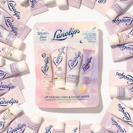 Lanolips 101 Lanolin Lip Balm & Overnight Lip Mask Duo - Mini Heroes Kit for Complete Day to Night Care - Deeply Hydrating Moisturizer Set with Pure Lanolin Oil (2 Count)
