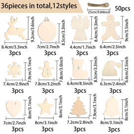 Crafts Christmas, 86 Pieces Craft Set Christmas, Wooden Pendants Christmas, Christmas Decoration, Crafts Children Christmas Crafts, Pendant Christmas Tree Wood for Christmas Painting DIY Decoration