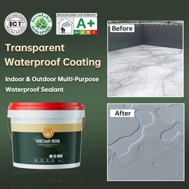 1 Gallon Transparent Waterproof Coating, Clear Acrylic Sealant Invisible Adhesive Leak Repair Agent for Concrete, Wall, Wood, Brick, Stone, Water-Based Outdoor & Indoor Sealer 4KG