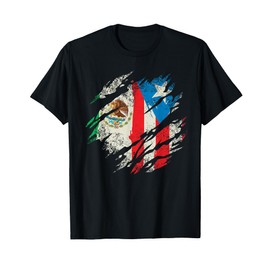 Mexican Puerto Rican Flag Puerto Rico Mexico Hispanic Retro T-Shirt