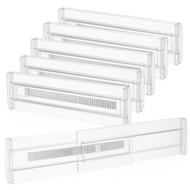 SHINEOFI 6 Pcs Expandable Clear Drawer Dividers Adjustable Organizers for Kitchen Utensils Bedroom Clothes Towels Easy Installation Space Maximization Multi Purpose Use