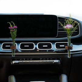 LVBRT 2 PCS Car Propagation Vase Vent Clip, Black Walnut Flower & Plants Holder, Car Accessories for Women (A+B)