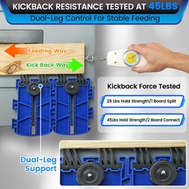 Featherboard for Table Saws, Router Tables & Band Saws – Kickback Prevention & Precision Feed Control Accessory for Safer Cutting Woodworking Tools – Dual-Leg Base with Flexible Arms, Blue & 2Packs