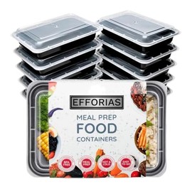 Efforias [20 Pack, 28oz] 1 Compartment Plastic Meal Prep Containers - Reusable BPA Free Food Containers with Airtight Lids - Microwavable, Freezer and Dishwasher Safe