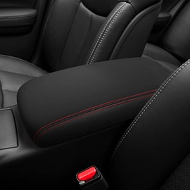 DEYTOP Center Console Cover for Nissan Maxima 2009-2014 Console Armrest Cover for Nissan Maxima 2009-2011 2012 2013 2014 Car Cushion Protector Pad (Black with Red Stitches)