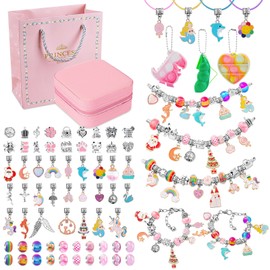 Charm Bracelet Kit, Gifts for 5 6 7 8 9 10 11 Year Old Girls Friendship Bracelet DIY Girls Gifts 6 7 8 9 10 11 12 Years Bracelets Make Yourself Unicorn Birthday Gift