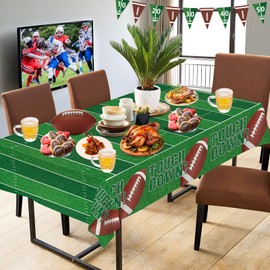 3 Pcs Football Tablecloth Plastic - Touch Dwon Football Table Cloth, Disposable Rectangle Rugby Sports Table Cover for Football Decorations Party Supplies Game Day Table Decor Favors, 108x54Inch