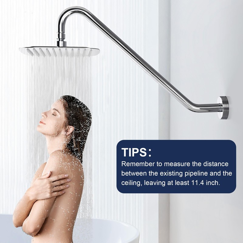 Shower Head Extension Arm with Flange Uvish 17" S Shaped