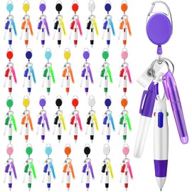 Dispowreath 120 Pcs Nurse Pen Set Retractable Shuttle Pen 4 in 1 Multicolored Ballpoint Pens Mini Highlighter Pen Mini Marker Pen Nursing Keychain Clip for Badge Cna Nurse Accessories Gifts Office