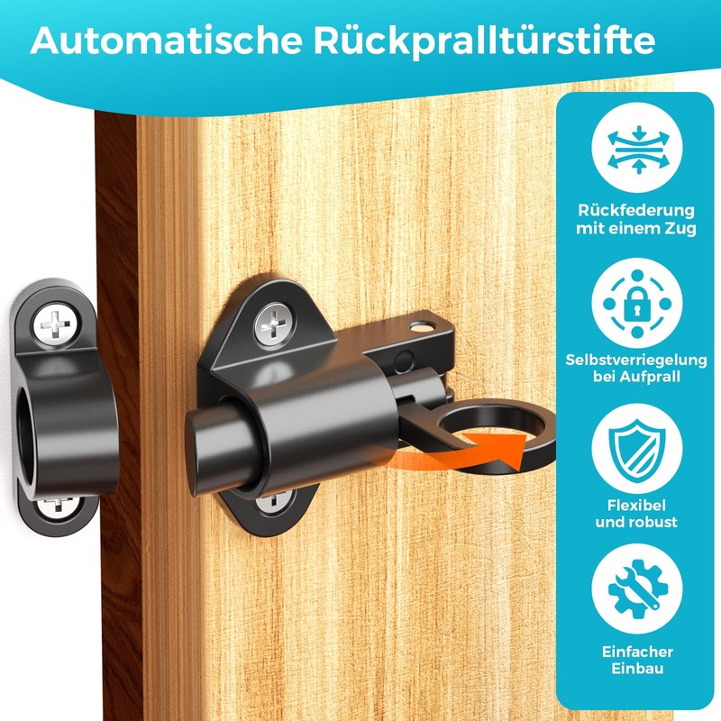 Pack of 2 automatic door latches, spring latches, lock lock,