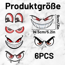 6 Stück Aufkleber Augen Dämon, Augen Aufkleber Mähroboter, Wasserdichte Selbstklebende Augenaufkleber für Auto Saugroboter staubsauger Mähroboter Rasenmäher