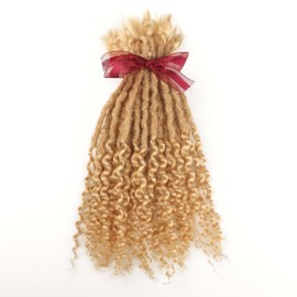 Orientfashion Human Hair Dreadlocks Extensions Freego Curly End Goddess Locs 0.6cm Thickness Real Human Hair Full Head Handmade Can Be Dyed and Bleached Soft Dreadlocks(12Inch 0.6cm 40locs, #613)