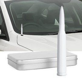 Bullet Antenna Compatible with Ford F150 Raptor 2009-2025 & Ford Bronco, Optimized FM/AM Reception | 50 Cal Antenna | Car Wash Proof | White