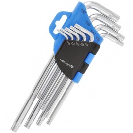Högert Technik - TORX Set Schlüssel I TORX Schraubendreher set von 9 Stück I Größen T10 bis T50 I Aus CrV Stahl I Beständig gegen Verformung und Abrieb I Silber I Lang