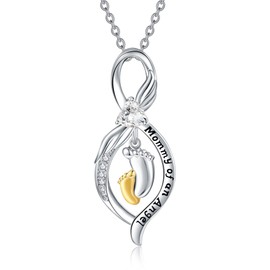 ONEFINITY Miscarriage Necklace 925 Sterling Silver Baby Feet Necklace Memory Jewellery for Mothers and Women, Sterling Silver