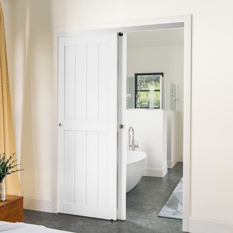 SMARTSTANDARD 60"/5FT Bypass Sliding Door Hardware Kit for Cabinet Closet,