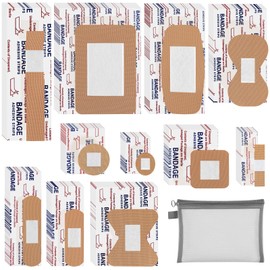 500 Pcs Flexible Fabric Adhesive Bandages Variety Pack 11 Styles Fingertip Bandages for First Aid and Wound Care, Protection Minor Cuts & Scrapes, Cushion Painful Wounds (500 Pcs, Assorted Sizes)