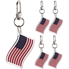 Abaodam Llavero de Bandera de Estados Unidos de Acrílico y Metal, Liviano y Decorativo, Paquete de 5 Piezas Adecuado para Bolso o Monedero