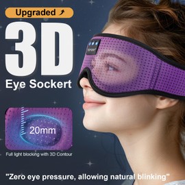 TOPOINT Bluetooth Sleep Mask Headphones, Upgraded 200% Breathability 3D Eye Mask with Bluetooth Headphones Eye Mask for Sleeping,Sleeping Headphones for Travel/Nap/Yoga/Meditation/Relaxation