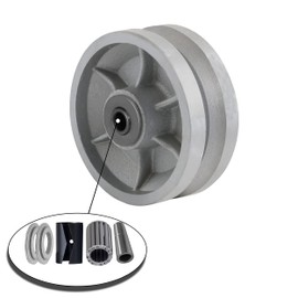 SYRATION 4"x2" Cast Iron V Groove Caster Wheel with Straight Roller Bearing Capacity 800 lbs (4"x2", 1 Silver Wheel)