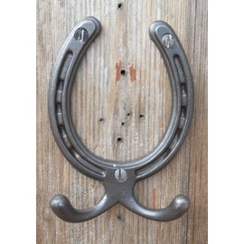 Handcrafted CAST Iron Antique Style Horseshoe Double Robe Hook for Hanging Coats Dog Leads Cabin Hooks Bridle Hooks | Metal Door Hooks | Bridle Hook | Cabin Hooks | 120mm x 80mm