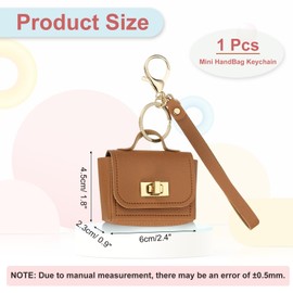 PATIKIL Mini HandBag Keychain, Cute Coin Purse Keychain PU Leather Backpack Purse Key Chain Little Earbud Bag Keychains for Women Mini Card Data Cable Organizer, Coffee Color