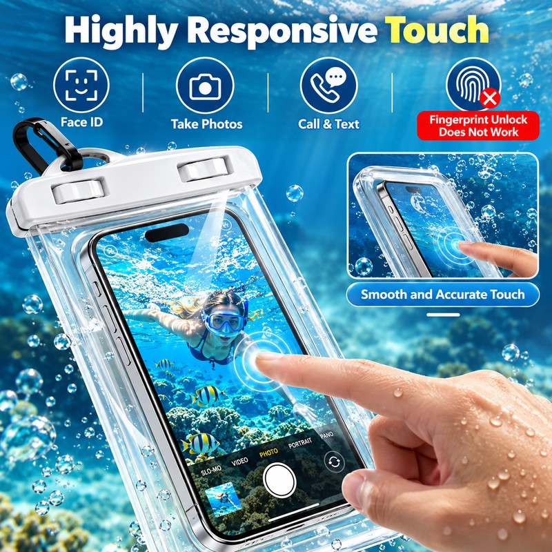 Waterproof Phone Pouch for Swimming & Water Sports – Transparent