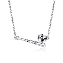 VENACOLY Baseball Necklace 925 Sterling Silver Softball Necklace Baseball Jewellry For Women