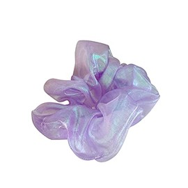 4 piezas de fantasía brillante holograma fluorescente metálico sirena coleteros para el pelo de organza bobbles elásticos coleteros coleteros para el pelo de la muñeca bandas coleteros para espectáculos, gimnasio, danza, fiesta, cosplay para niña (morado