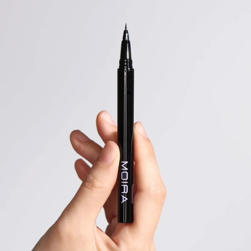 Delineador Líquido Negro Moira Micro Tip Waterproof Larga Duración