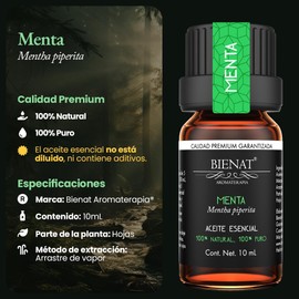 Bienat Aceite Esencial de Menta 10mL Natural Difusor y Aromaterapia