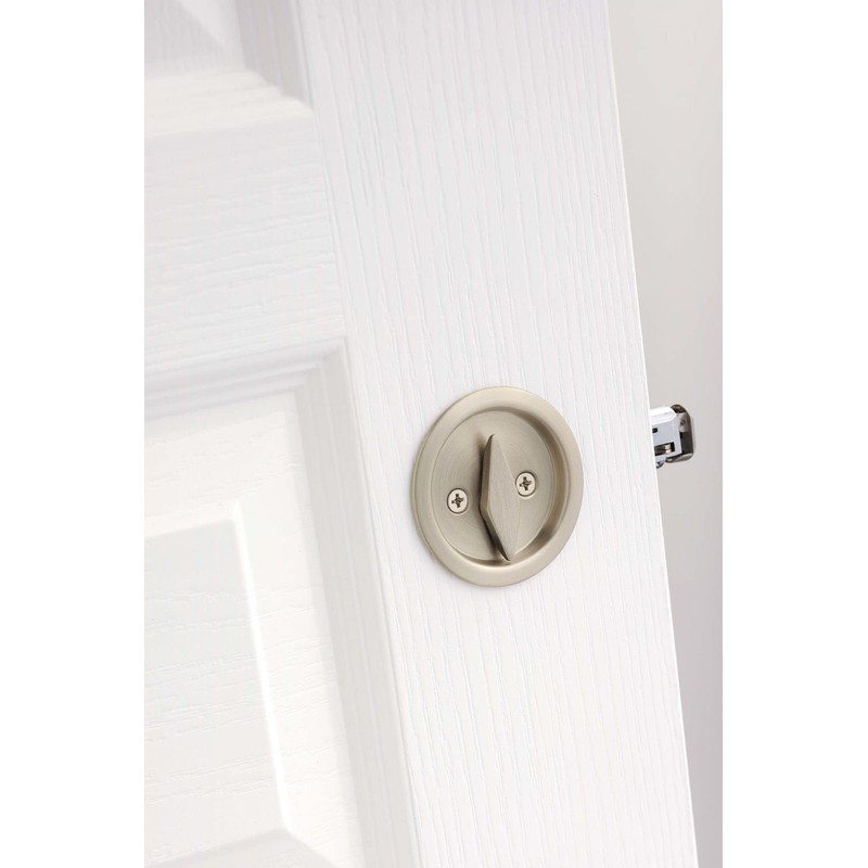 Kwikset 335-514 Round Privacy Pocket Door Lock Iron Black Finish