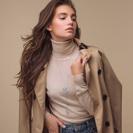 Diamday 6 Pieces Long Pendant Necklaces for Women Girls Long Sweater Necklaces Silver Flower Tassel Disc Circle Leaf Statement Sweater Long Chain Pendant Necklace Set Fashion Jewellery, Metal