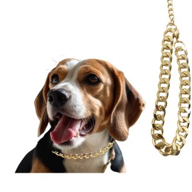 Cwyza Gold Dog Chain Necklace Collar – Fashionable Cuban Link, Adjustable, Lightweight & Durable Metal Decoration (Gold, 9" (Neck Fits 8"-12"))