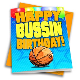 1-Pack Basketball Happy Bussin' Birthday 1-Pack (5x7in) Birthday Greeting Cards Awesome for Basketball Players, Coaches, Fans, Cards and Gifts