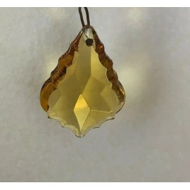 LOT OF 5: NEW Crystal Light Amber (Yellow) French Cut Pendalogue 38mm suncatcher
