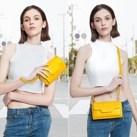 nuoku Crossbody Bags for Women, Wristlet Wallets for Women, Small Clutch Purses for Women, Cell Phone Wallet, Rfid Wallet Yellow Purse