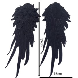 Lmlliang 1Pair Black Embroidery Angel Wing Applique Sewing Flower Collar Patch,Wing Shape Trim Patches for Dress Clothes Accessory