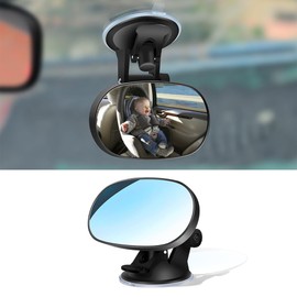 360° Adjustable Baby Car Mirror,HD Suction-Cup Style Car Seat Mirror for Baby Rear Facing,Carseat Mirrors Rear Facing Essential Interior Car Accessories Fit for Cars SUVs (Suction Cup)