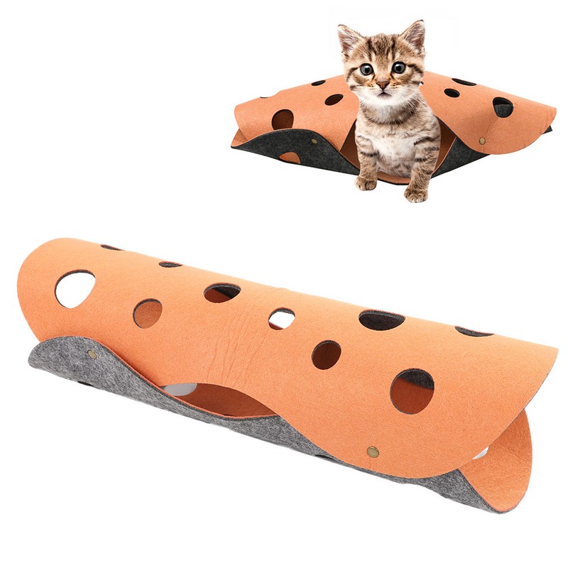 DIY Cat Tunnel Toys Detachable Folding Pet Cat Felt Playing