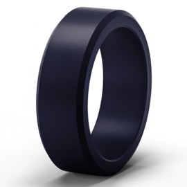 ThunderFit Silicone Rings for Men, Flat Top Angled Edge Rubber Wedding Bands 9.8mm Wide 2mm Thick - 1/4/7 Variety Multipack (Navy Blue - Size 11.5-12 (21.3mm))