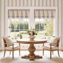 jinchan Linen Farmhouse Valances for Living Room Windows 16 Inch Slubbed Crossed Double Layer Window Valances Light Filtering Rustic Country Overlay Rod Pocket 2 Panels Blush Beige