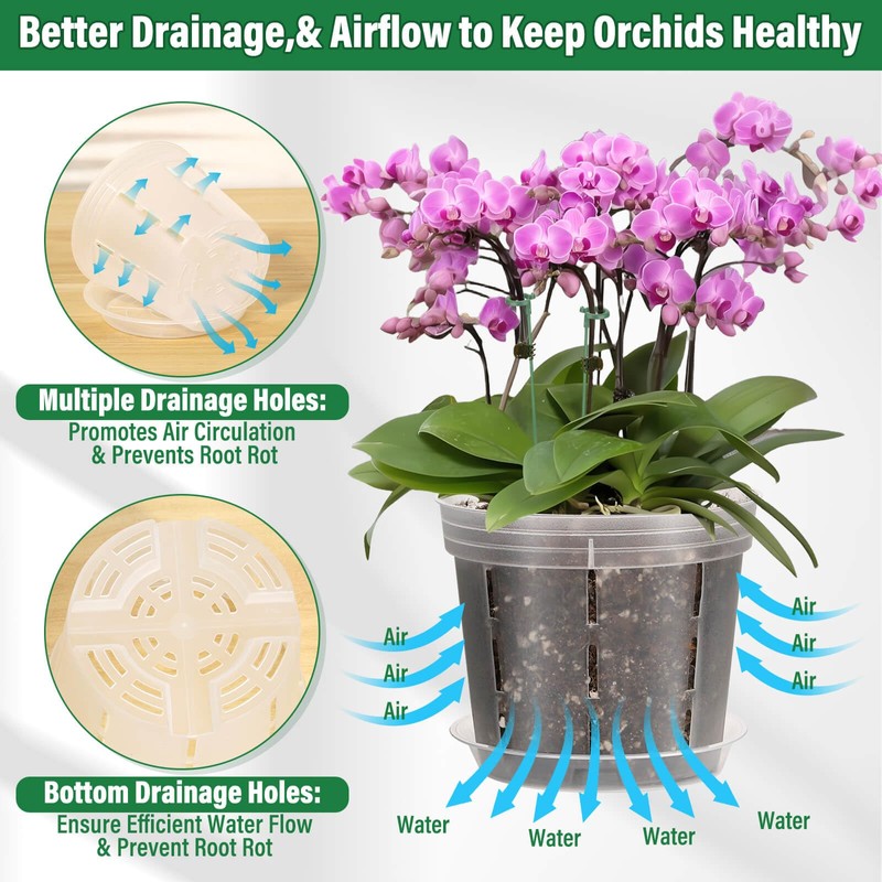 Tetutor 12 Pack Plastic Orchid Pots with Holes, 4, 5,