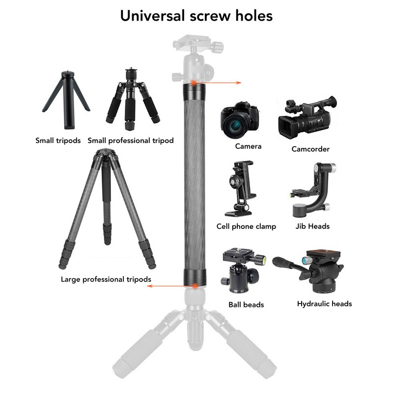 Universal Carbon Fiber Extension Pole Center Column 2 Section Extendable