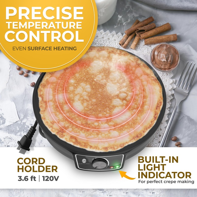 Crepe Maker Machine (Easy to Use), Pancake Griddle – Nonstick