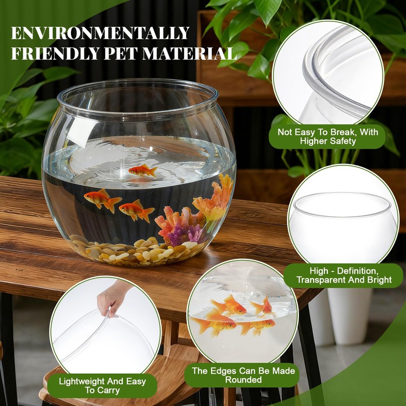 Geelin 5 Gallon Plastic Fish Tank Large Bowl Shatterproof with