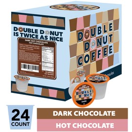 Double Donut Dark Hot Chocolate Pods for Keurig K Cups Brewers, Single Serve Dark Hot Cocoa Pods, 24 Count