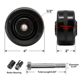 4" x 2" Industrial Casters, Phenolic Wheels-High Temperature Resistance: -50f to +250f, Roller Bearing-1/2" Bore, Heavy Duty Casters- with up to 1200LB Capacity(4 Pack)