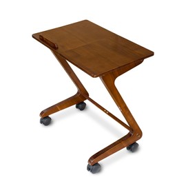 FLYJOE TV Tray Table with Casters, Solid Rubberwood End Tables, Sofa Side Table Couch Table Laptop Desk Removable Snack Tray for Coffee Bed Sofa Eating Writing Reading Living Room Bedroom, Dark Walnut