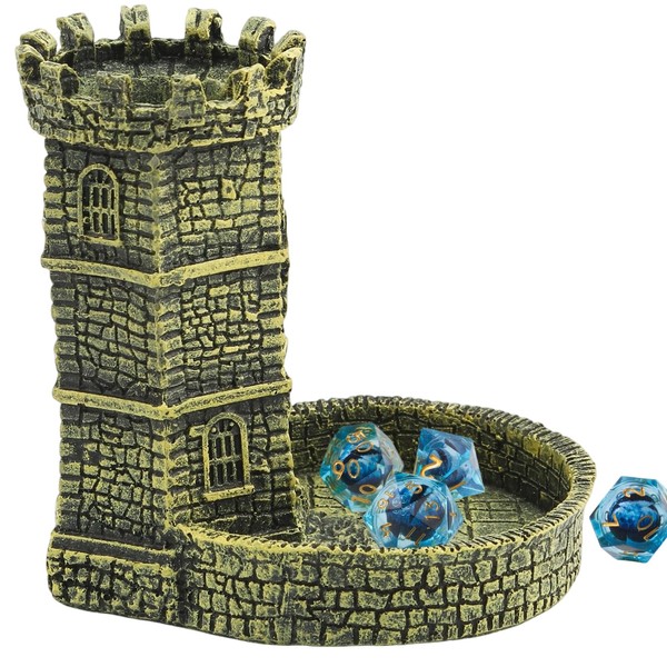 Jenmayt Dice Tower with Tray,Castle Dice Tower Tray,Dice Rolling Tower